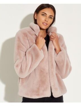 Magaschoni Faux Fur Coat Pink Mauve Sz small